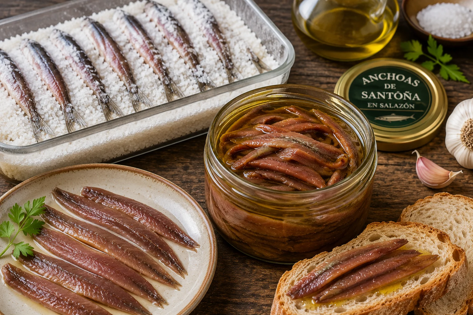 Anchoas de Santoña en salazón terminado