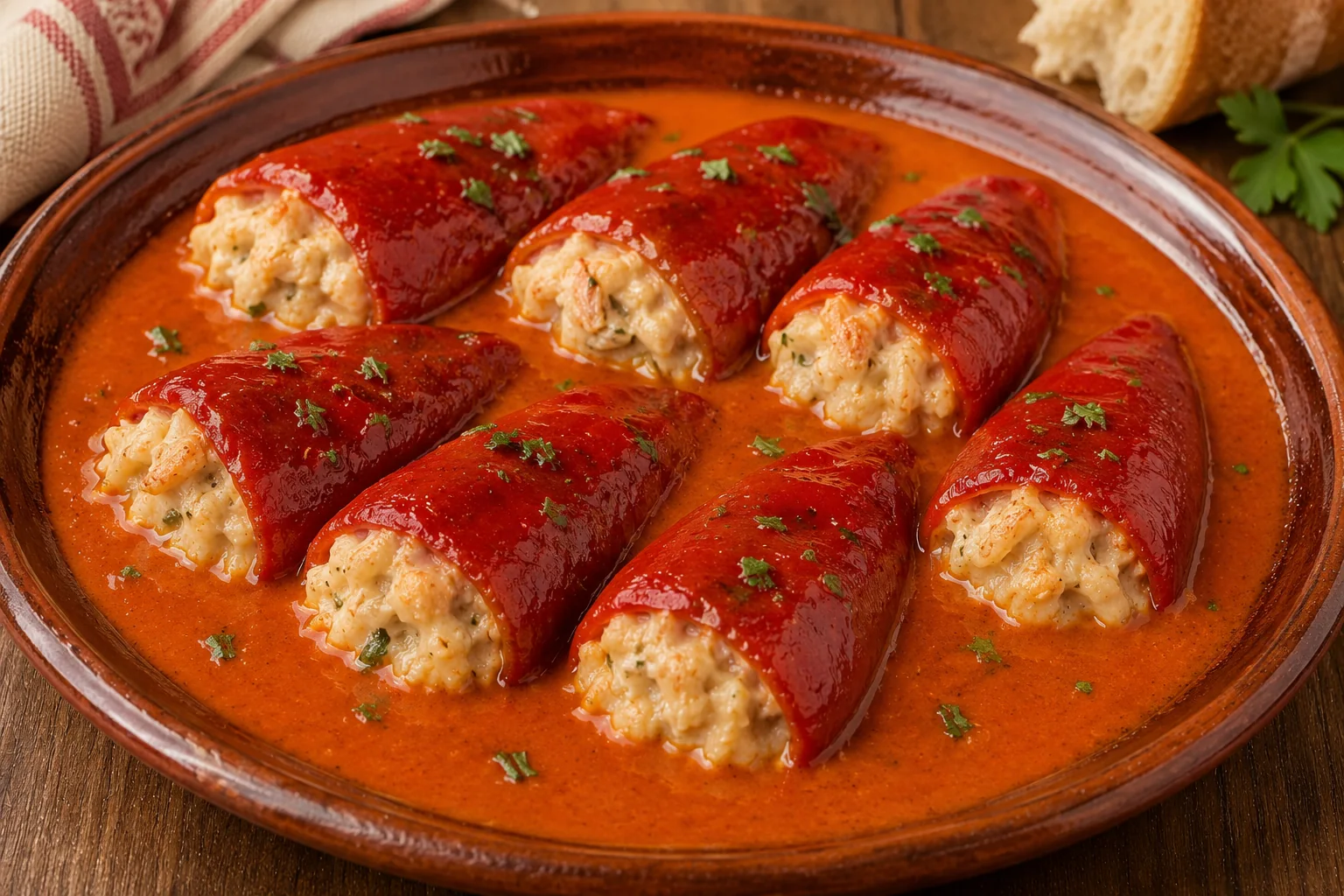 Pimientos del piquillo rellenos de bacalao